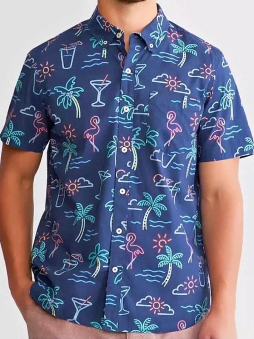 chubbies “The Neon Light” Friday Shirt Mens Small Printed Button Down Small